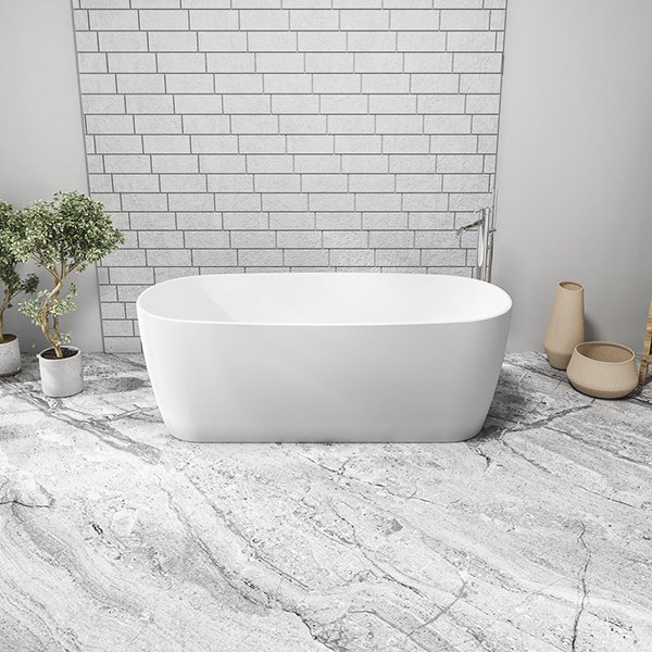 Azagra Soaking Bathtub in Matte White Finish 67"W x 31.5"D