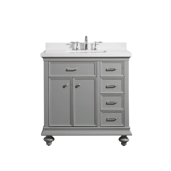 Carrara Quartz Stone Top - grey-without-mirror