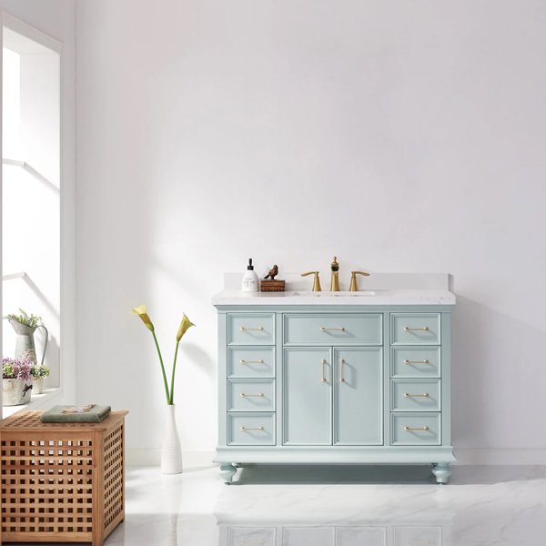 Carrara Quartz Stone Top - finland-green-without-mirror