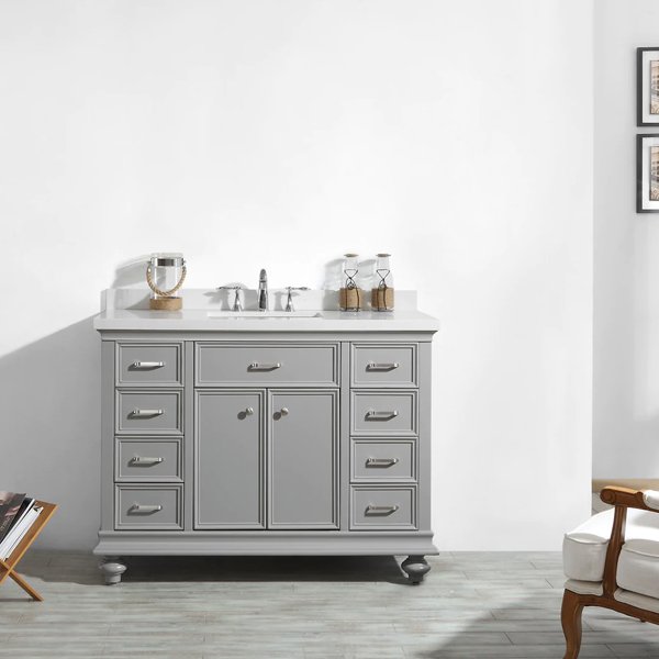 Carrara Quartz Stone Top - grey-without-mirror