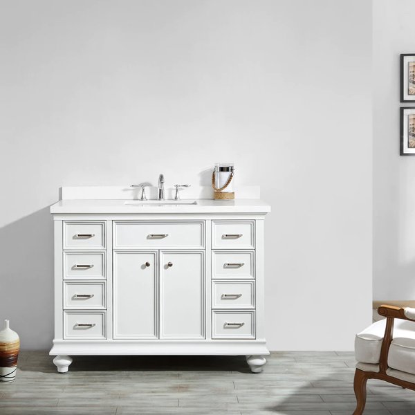 Carrara Quartz Stone Top - White w/o Mirror