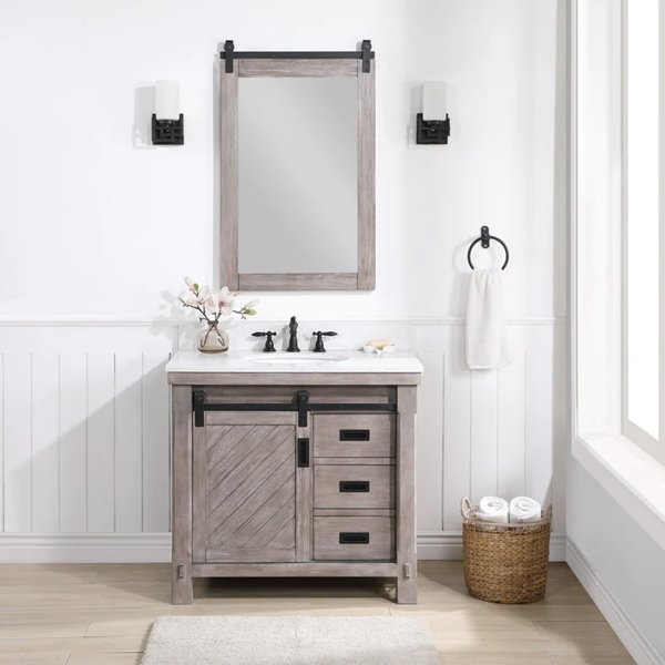 White Composite Counterto - with-mirror