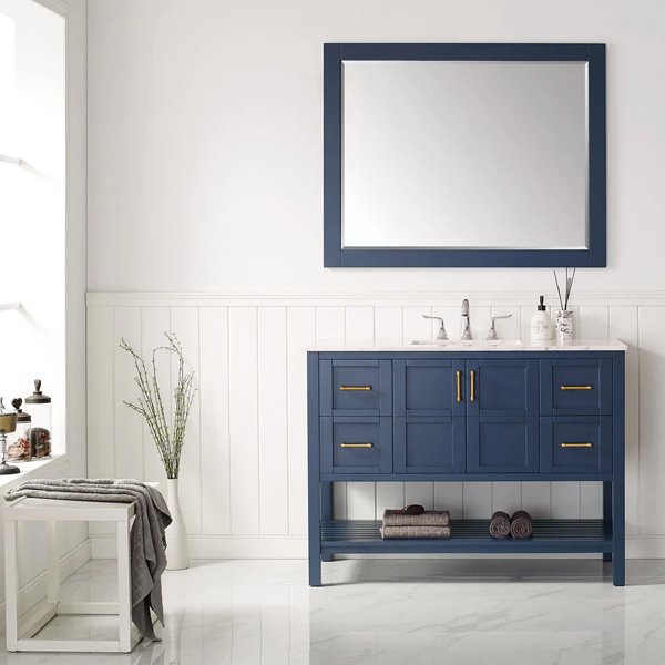 Carrara White with mirrorMarble Countertop -royal-blue-