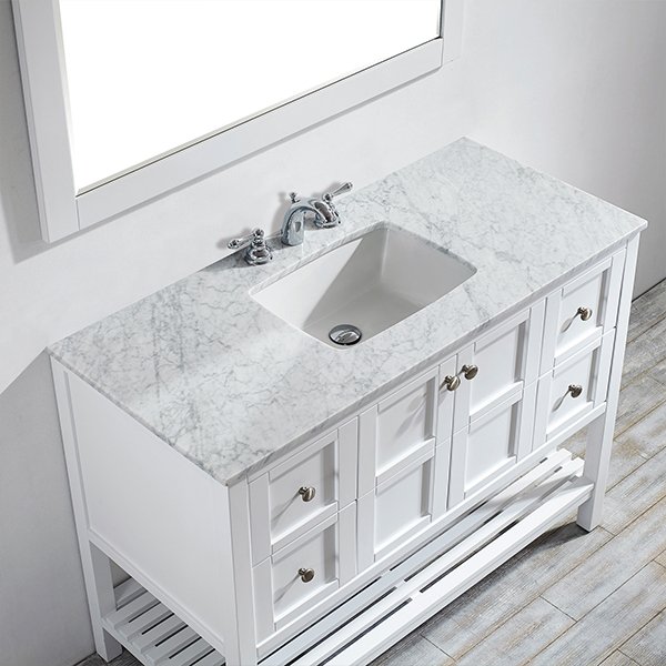 Carrara White Marble Countertop -white-with mirror