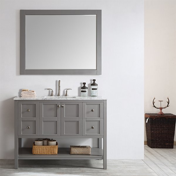 Carrara White Marble Countertop - grey-with mirror