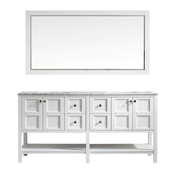 Carrara White Marble Countertop With or w/o Mirror - white