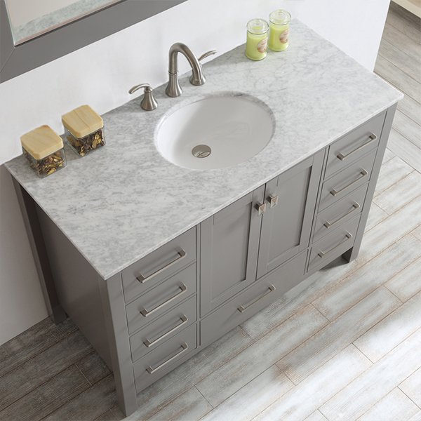 Carrara White Marble Countertop - grey