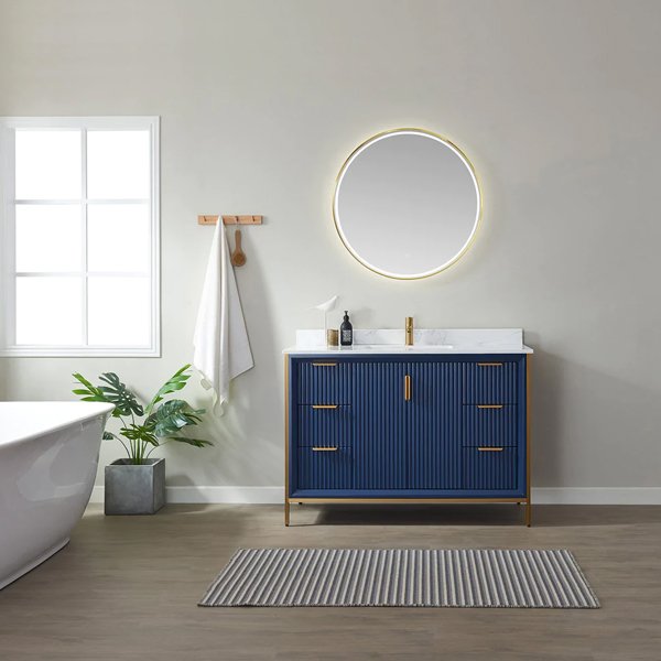 White Composite Grain Stone Countertop - Royal-Blue