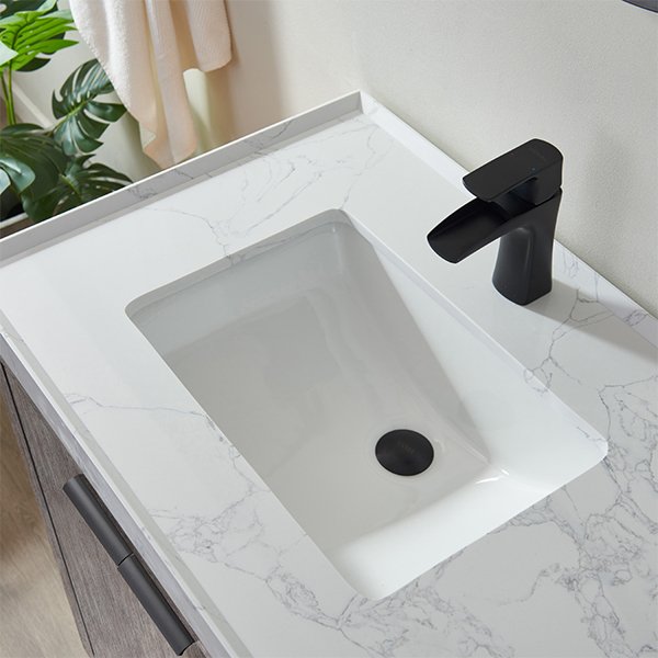 White Composite Grain Countertop - grey-without-mirror