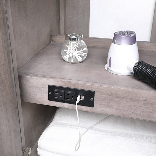 White Composite Grain Countertop - without-mirror