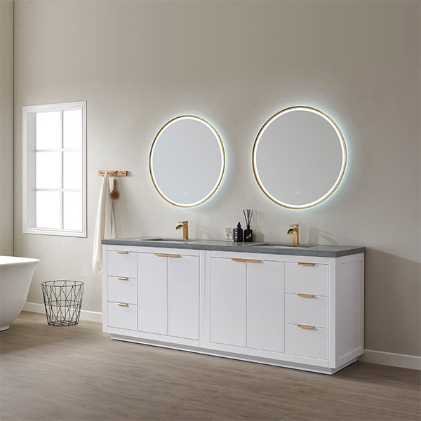 Grey Sintered Stone Countertop - with-mirror