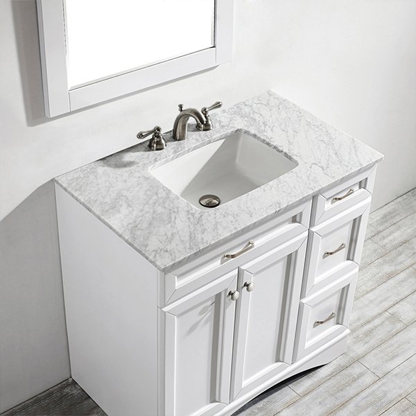 Carrara White Marble Countertop - with-mirror