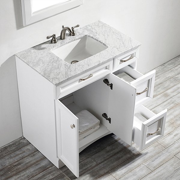 Carrara White Marble Countertop - with-mirror