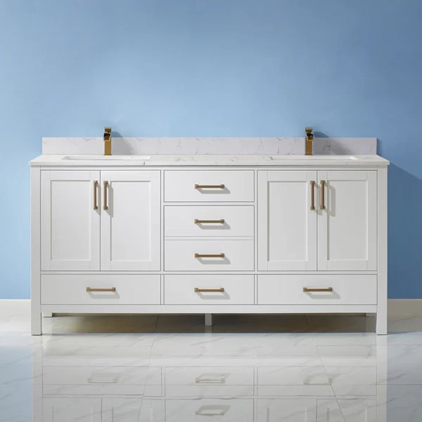 Fine White Quartz Countertop - without mirror - white