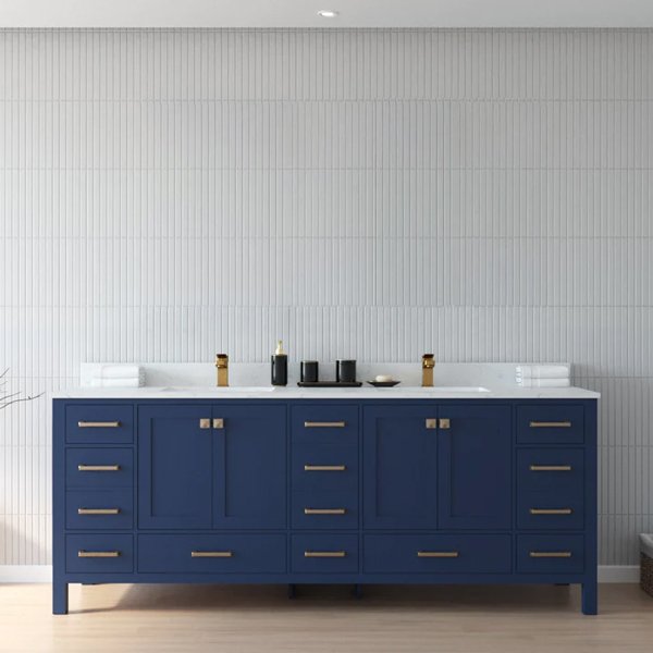 Composite Carrara White Stone Countertop - royal-blue