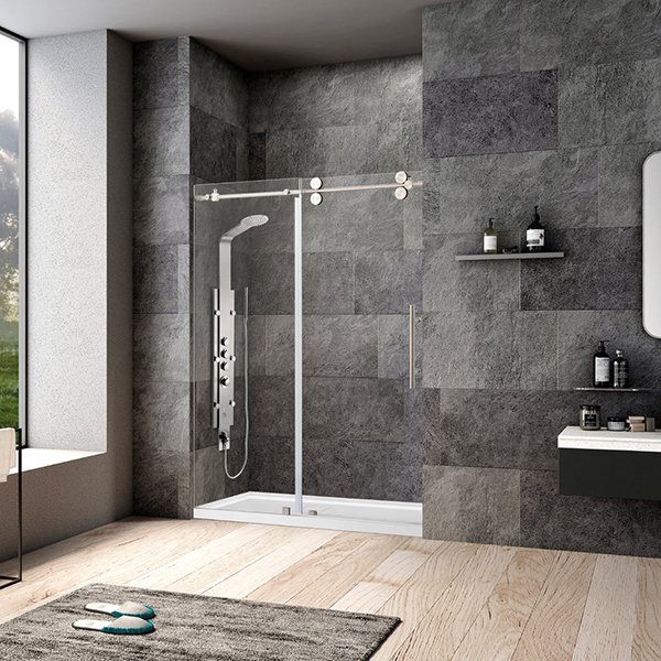 Villena Single Sliding Frameless Shower Door 60"W x 78"H